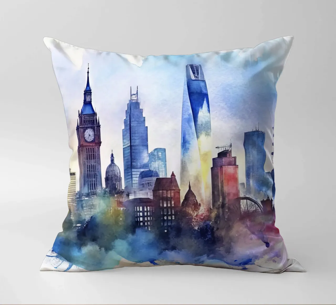 Lo skyline di Londra in acquerello cuscino da 🎁 ARTVI-SHOP
