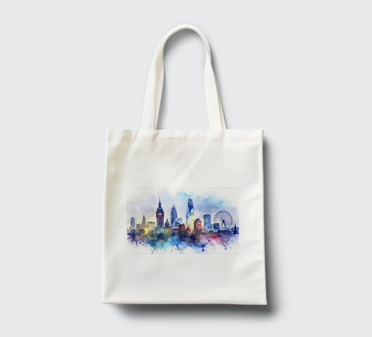 London skyline in watercolor tote bag by 🎁 ARTVI-SHOP