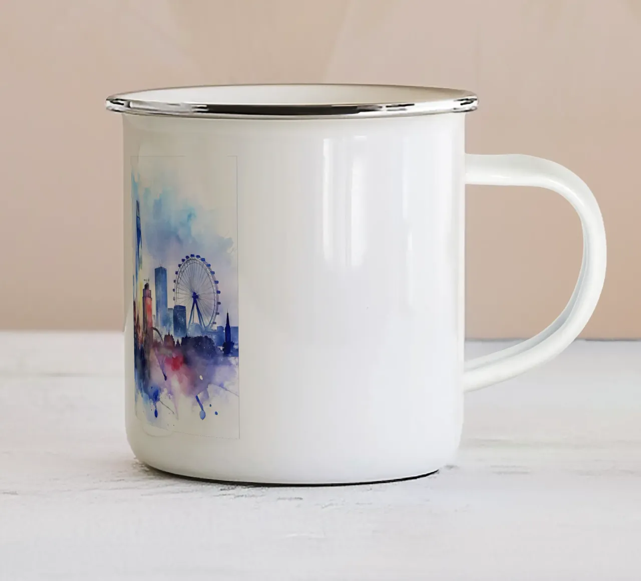 Lo skyline di Londra in acquerello tazza in smalto da ARTVI-SHOP