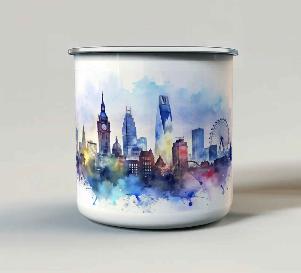 Lo skyline di Londra in acquerello tazza in smalto da ARTVI-SHOP
