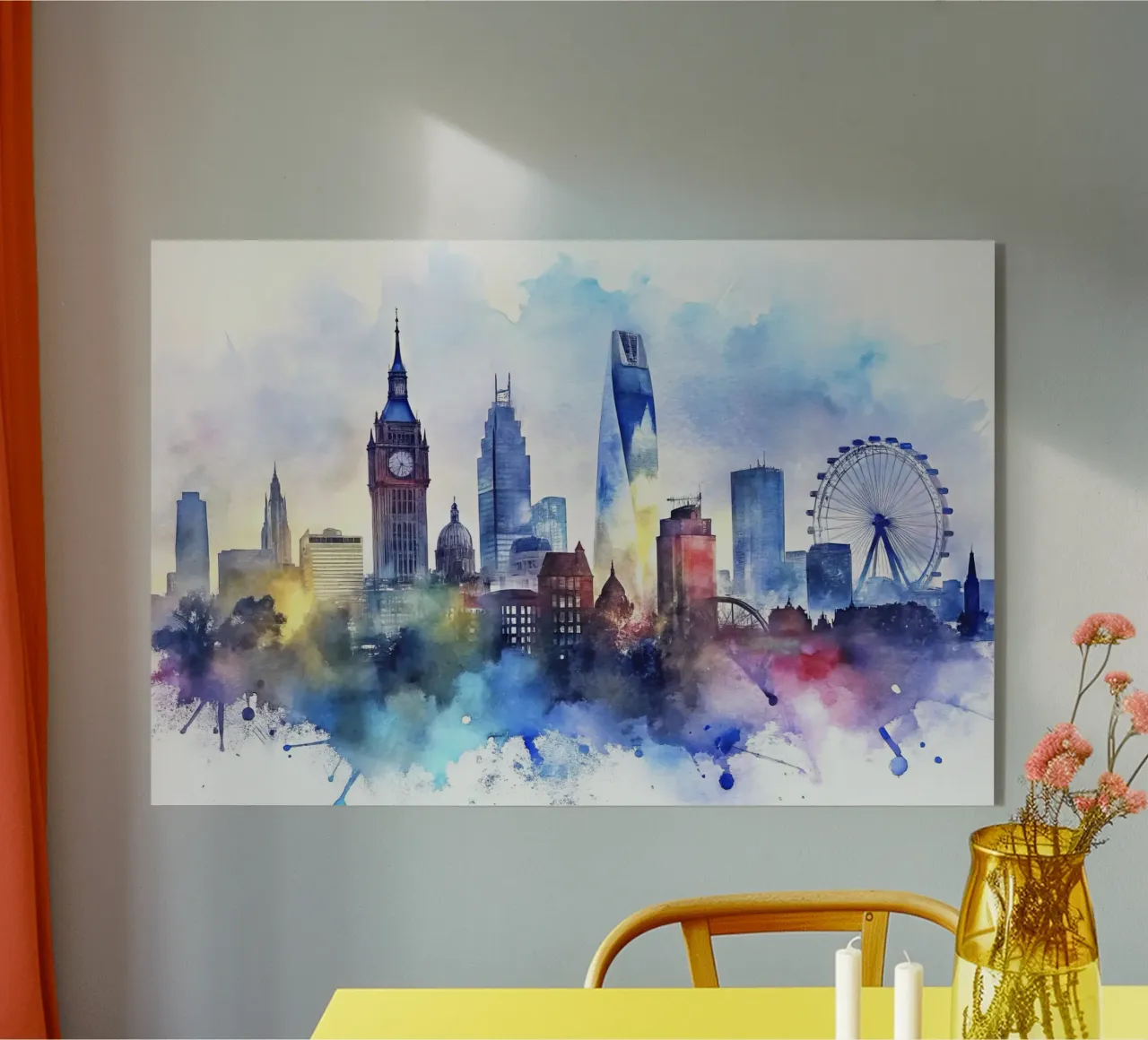 London skyline in watercolor acrylic glass by 🎁 ARTVI-SHOP