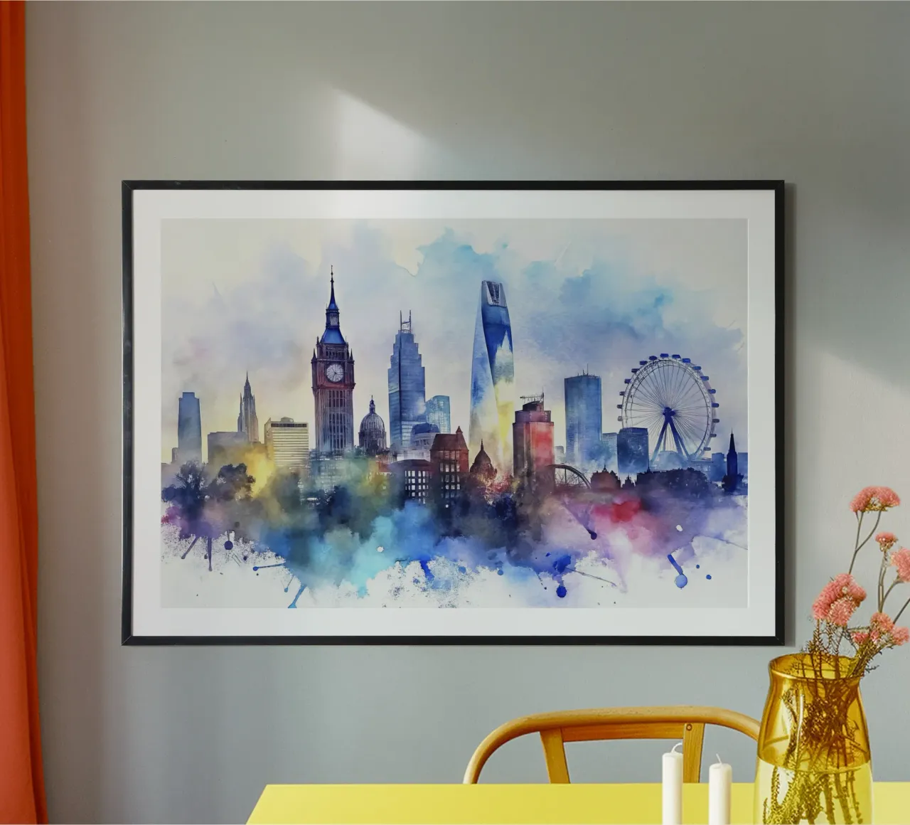 London skyline in watercolor hahnemühle by 🎁 ARTVI-SHOP