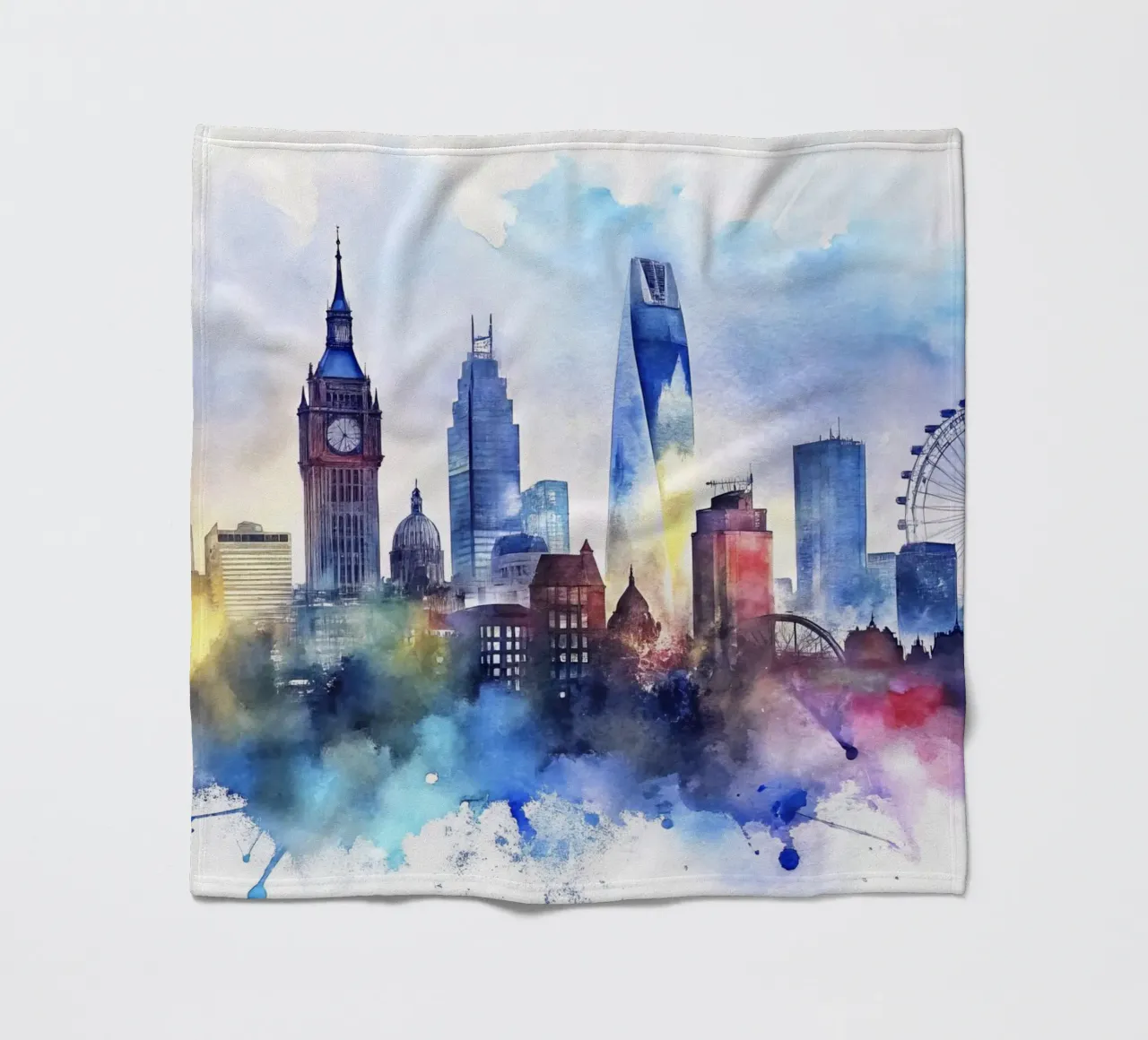 Lo skyline di Londra in acquerello coperta in pile da 🎁 ARTVI-SHOP