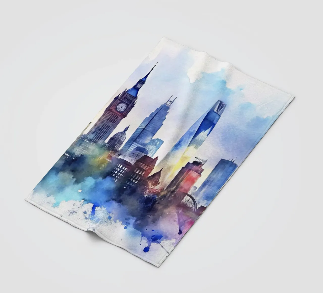 Lo skyline di Londra in acquerello coperta in pile da 🎁 ARTVI-SHOP