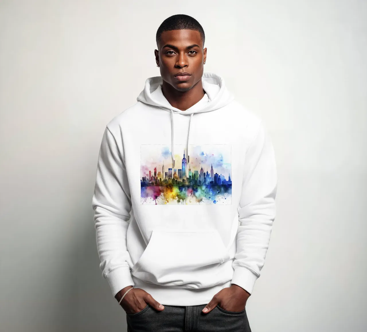 Lo skyline di New York in acquerello felpa con cappuccio da ARTVI-SHOP