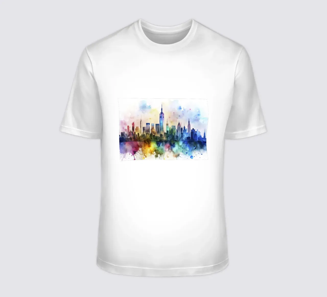 Lo skyline di New York in acquerello t-shirt da 🎁 ARTVI-SHOP