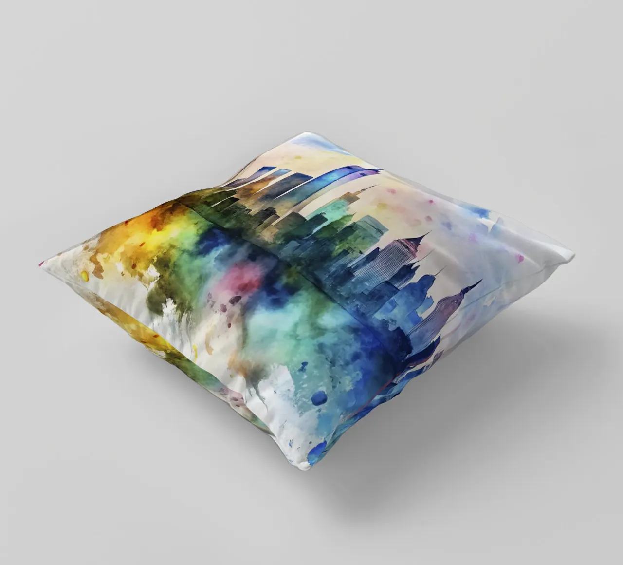 Lo skyline di New York in acquerello cuscino da ARTVI-SHOP