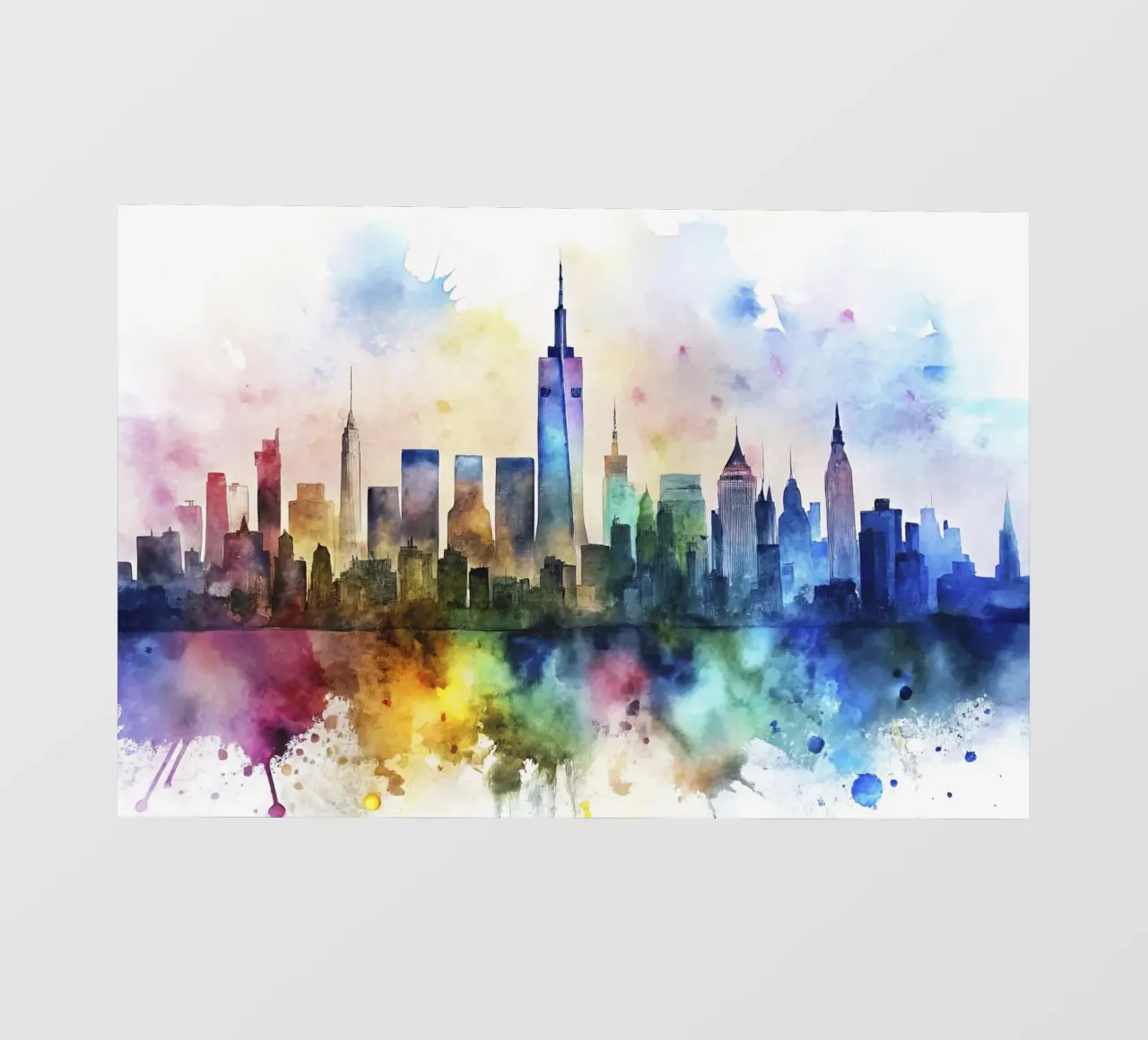 Lo skyline di New York in acquerello pellicola backlit da ARTVI-SHOP