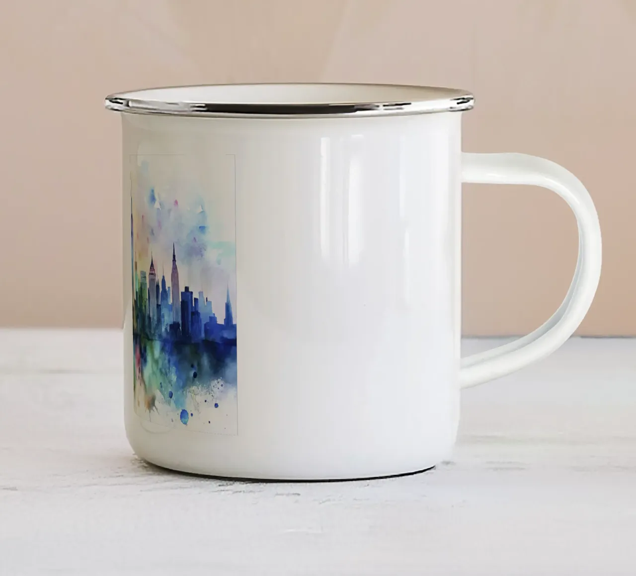 Lo skyline di New York in acquerello tazza in smalto da ARTVI-SHOP