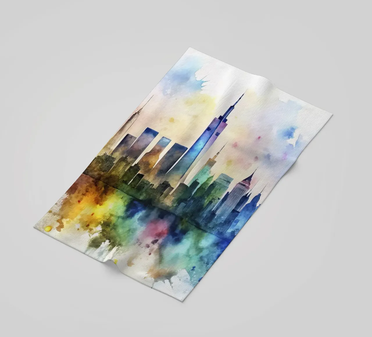 Lo skyline di New York in acquerello telo mare da ARTVI-SHOP