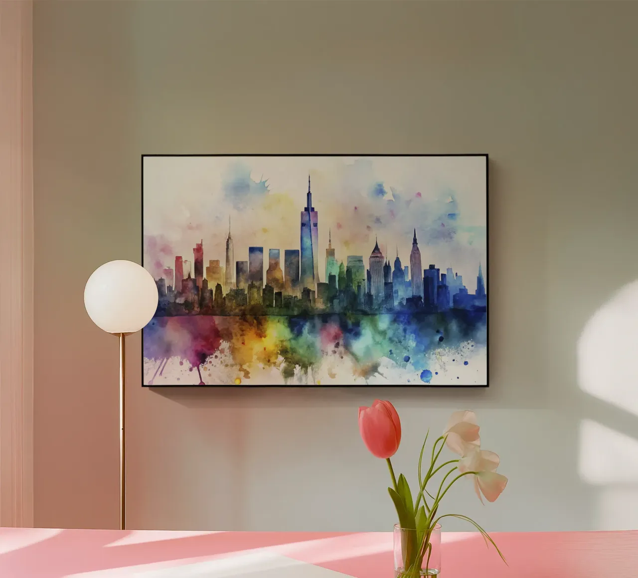 Lo skyline di New York in acquerello plexiglass da 🎁 ARTVI-SHOP