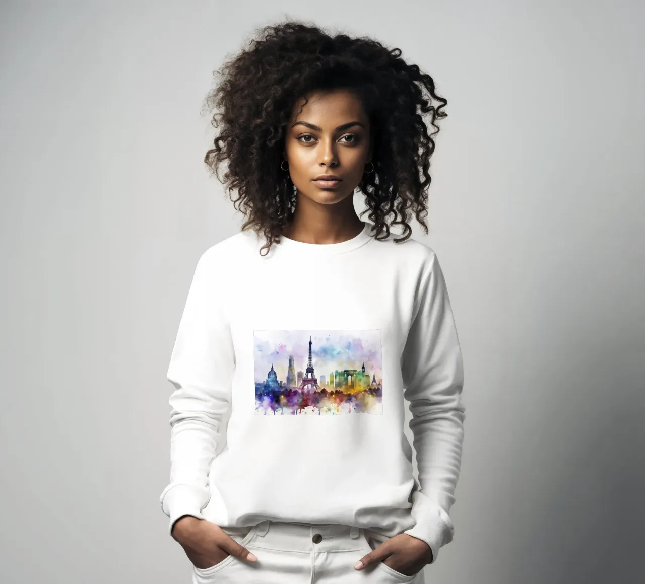 Lo skyline di Parigi in acquerello felpa da ARTVI-SHOP