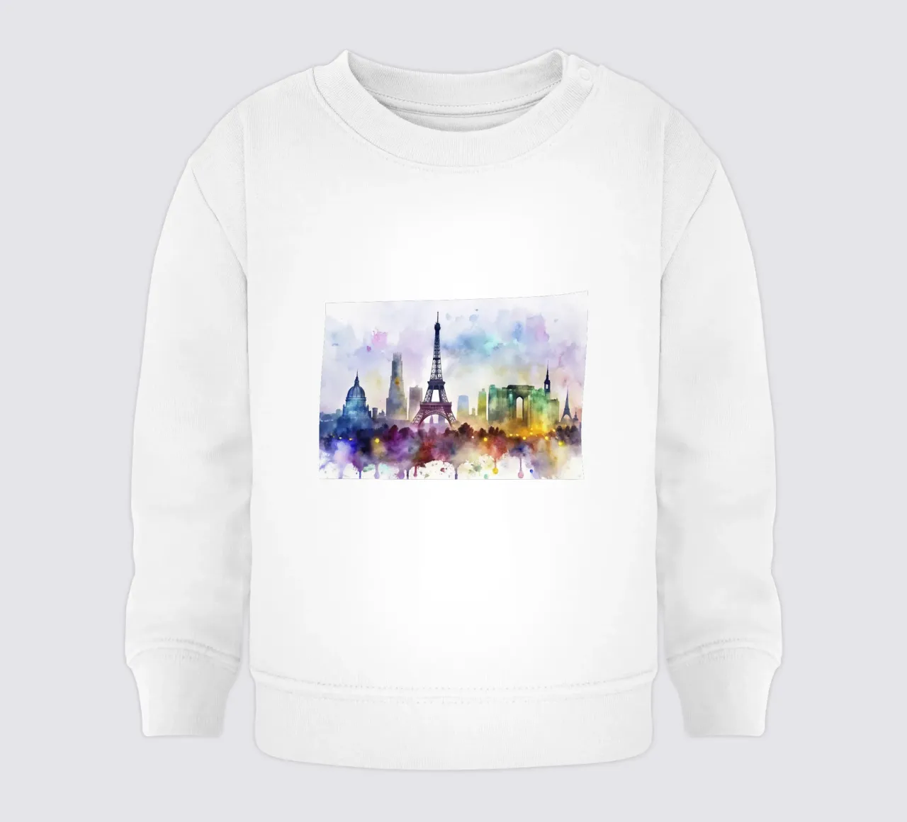 Lo skyline di Parigi in acquerello felpa neonato da ARTVI-SHOP