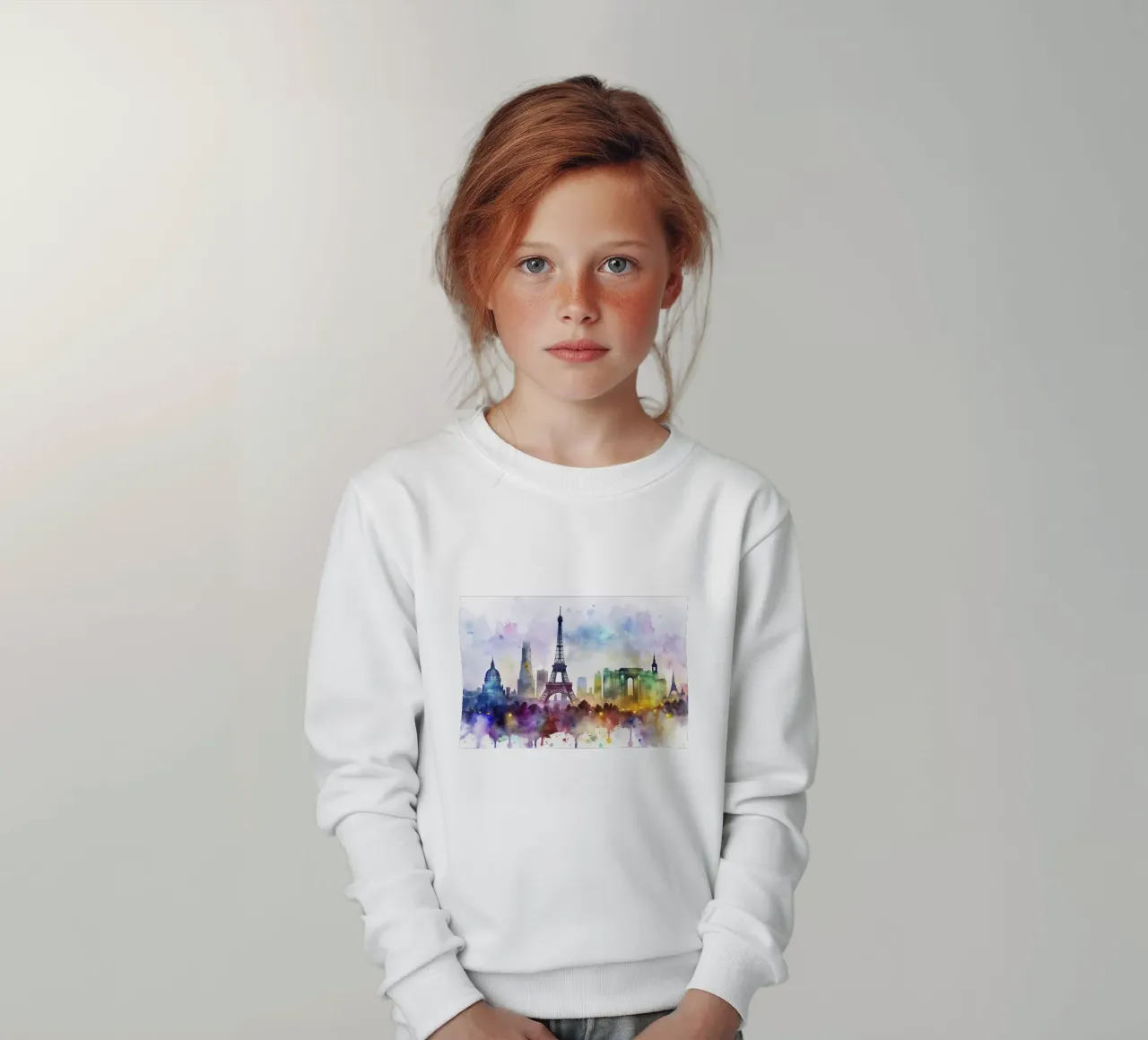 Lo skyline di Parigi in acquerello felpa bambino da 🎁 ARTVI-SHOP