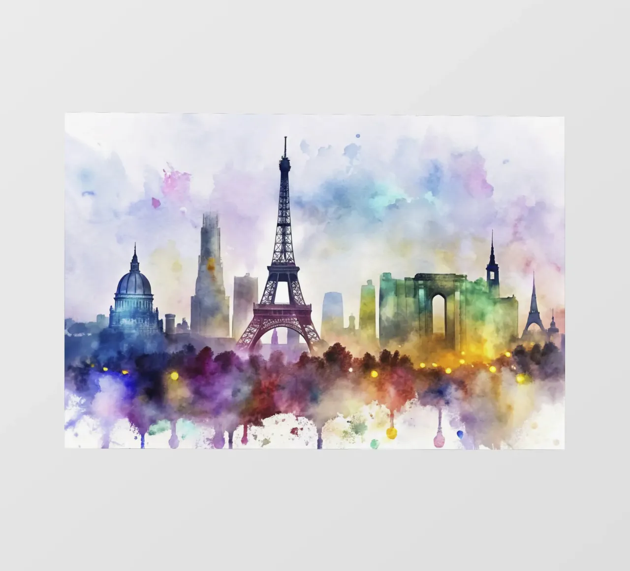 Lo skyline di Parigi in acquerello telo in pvc da 🎁 ARTVI-SHOP