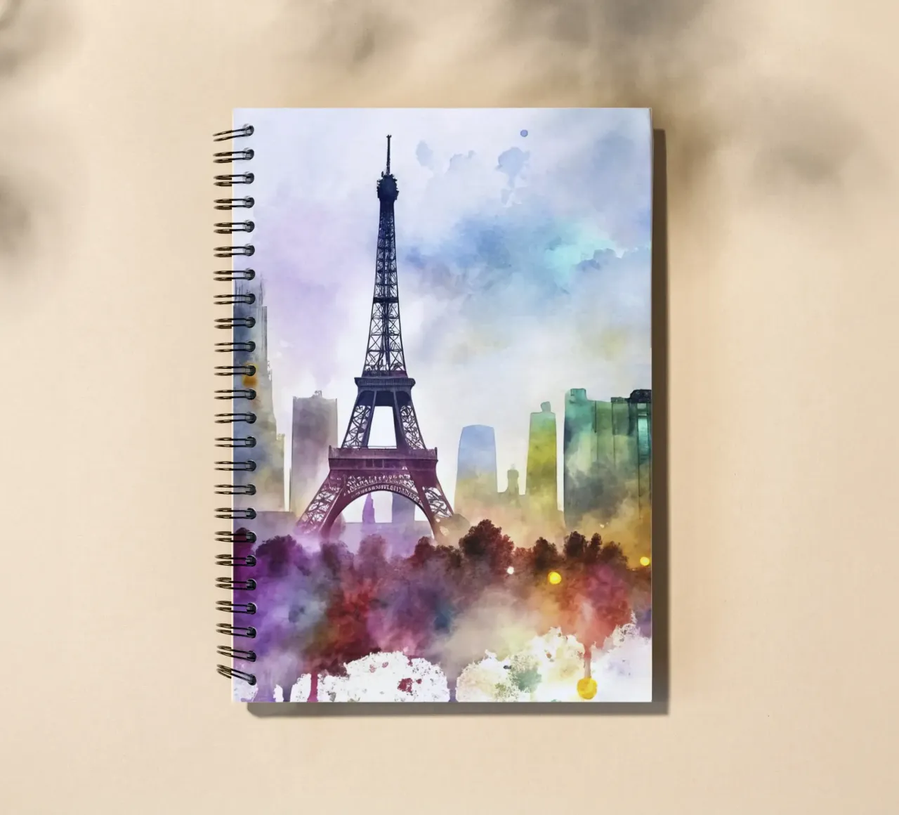 Paris skyline in watercolor spiral notebook by 🎁 ARTVI-SHOP