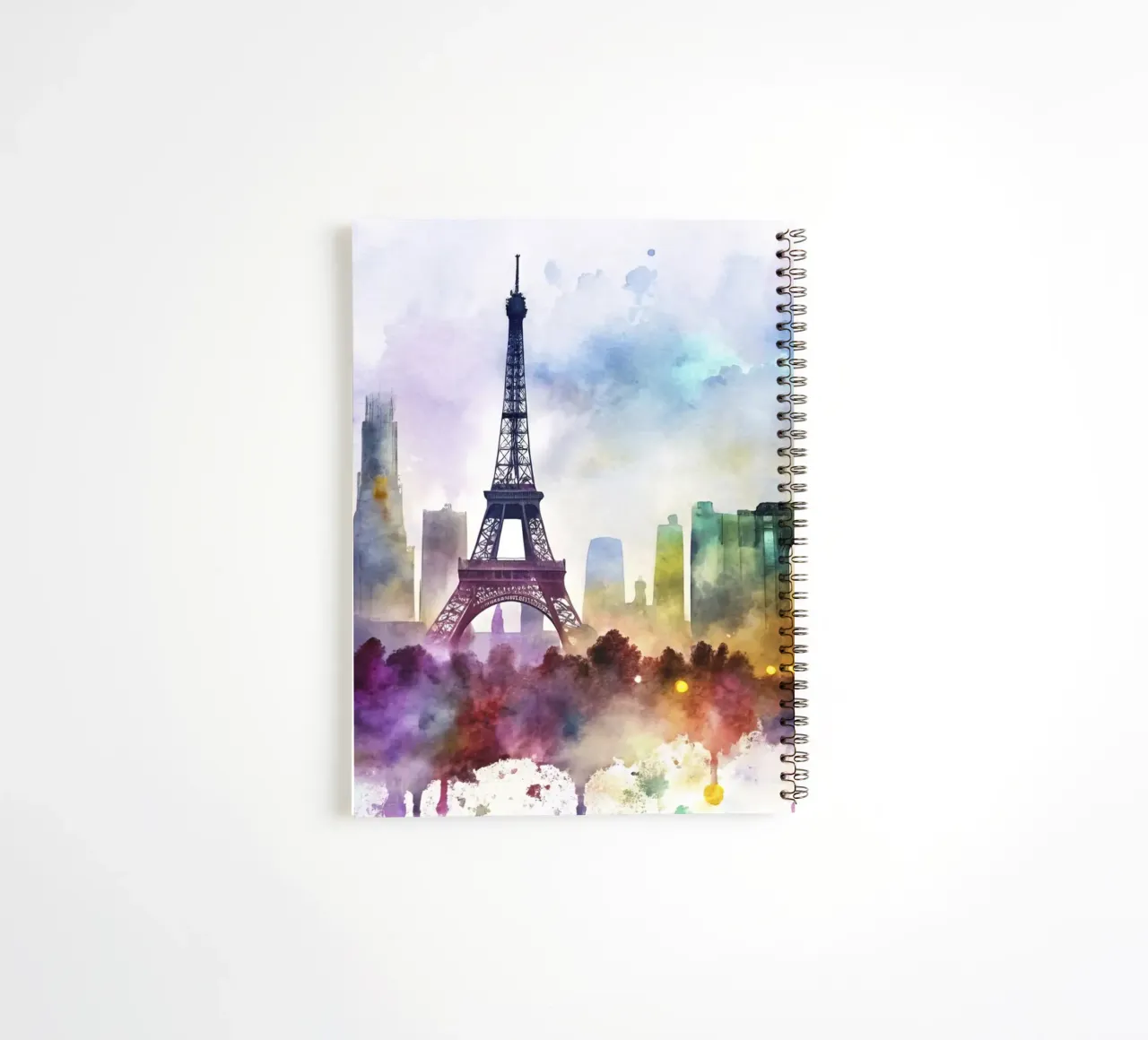 Paris skyline in watercolor spiral notebook by 🎁 ARTVI-SHOP