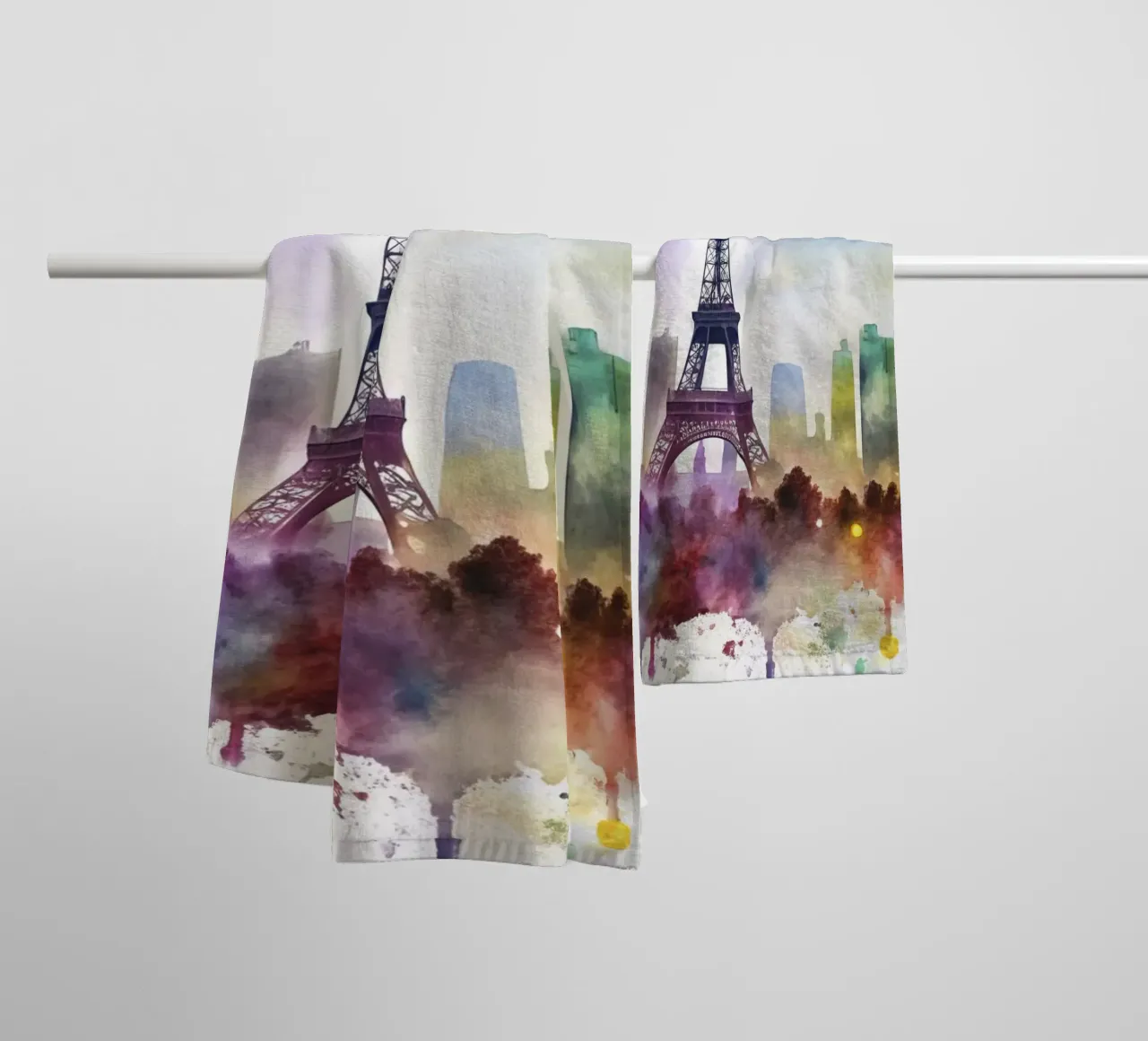 Lo skyline di Parigi in acquerello asciugamano da bagno da 🎁 ARTVI-SHOP