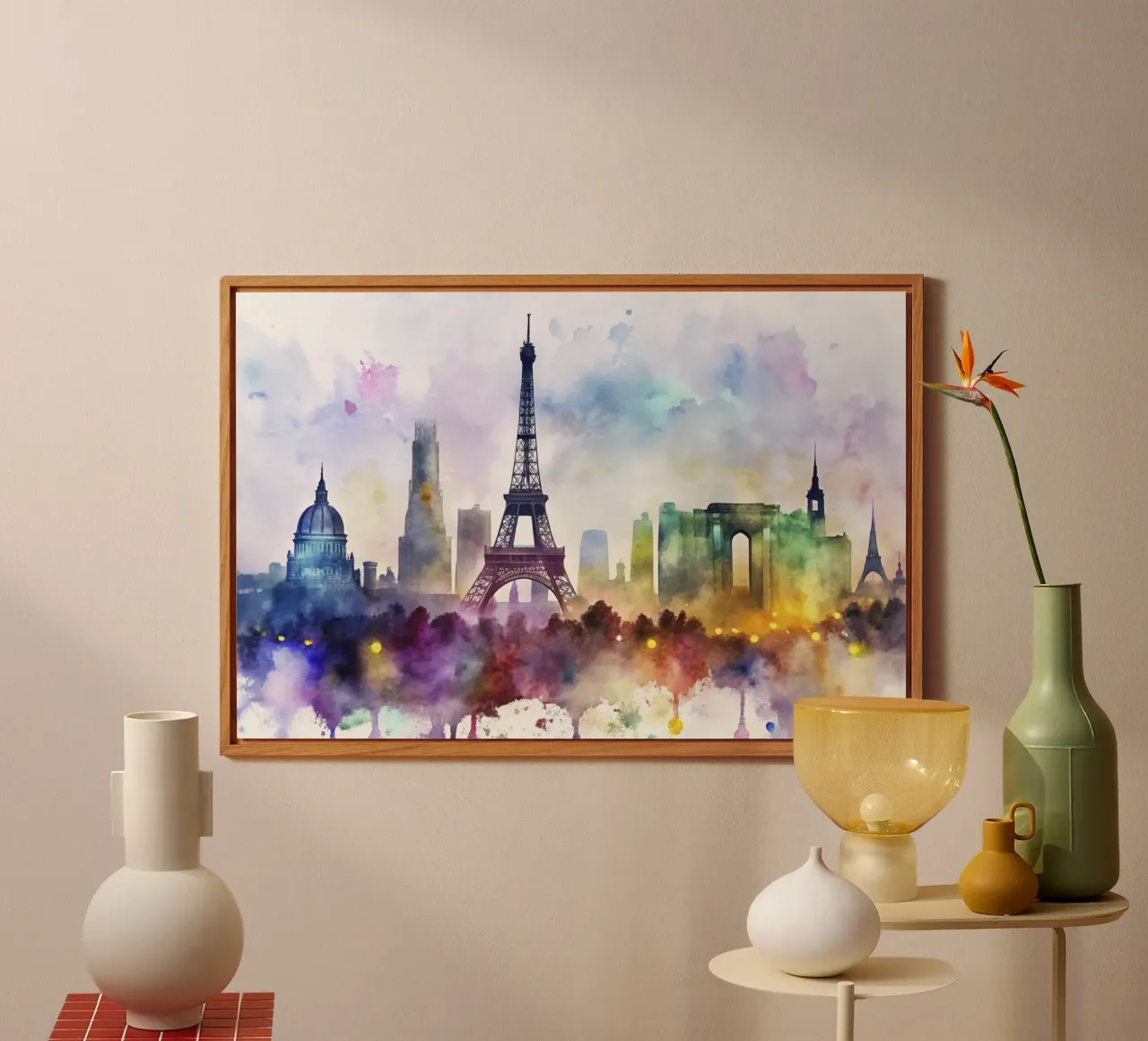 Lo skyline di Parigi in acquerello alluminio dibond da 🎁 ARTVI-SHOP