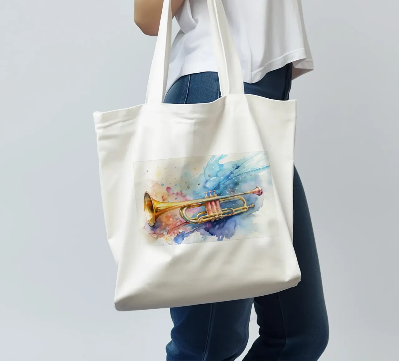 Tromba in acquerello borsa in juta da ARTVI-SHOP