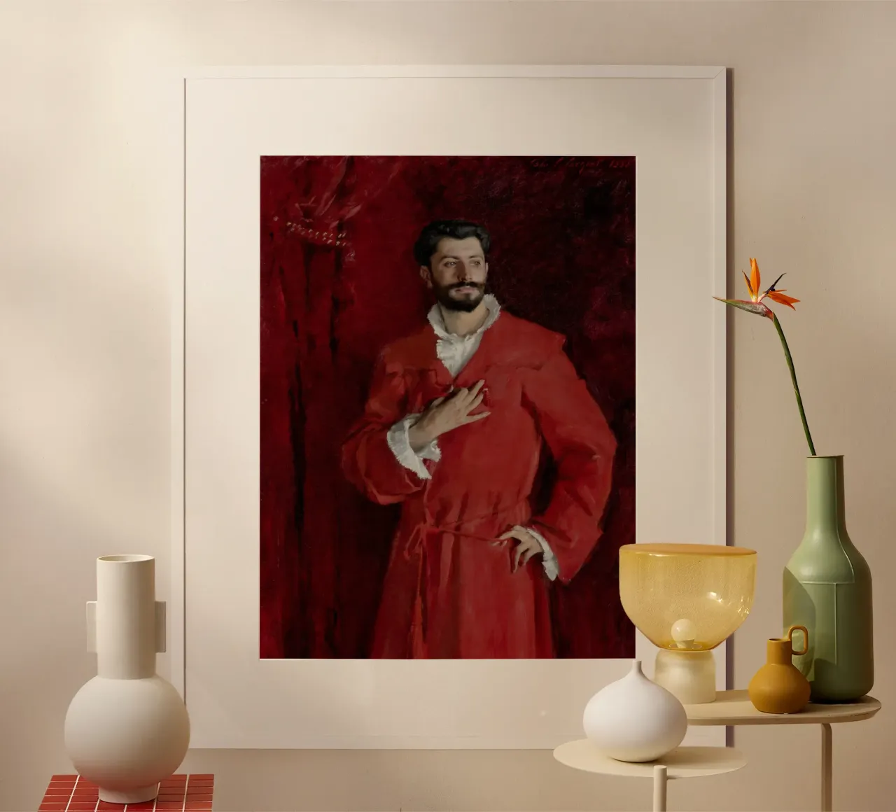 John Singer Sargent Il dottor Pozzi a casa sua poster con telaio in legno da Timeless Artworks