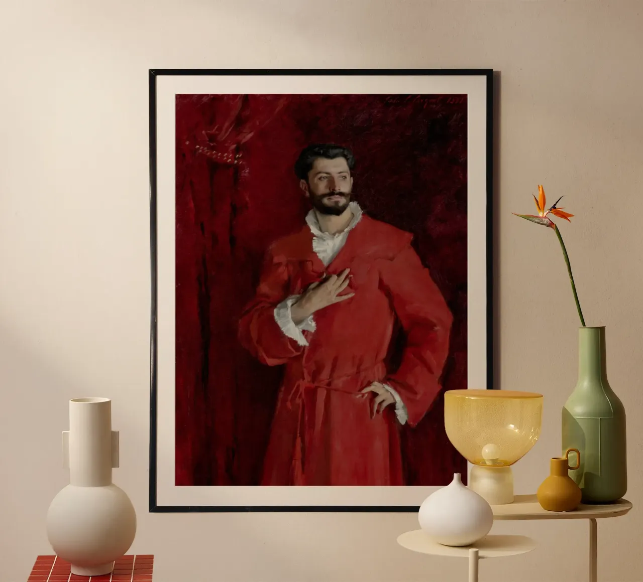 John Singer Sargent Il dottor Pozzi a casa sua poster con telaio in legno da Timeless Artworks
