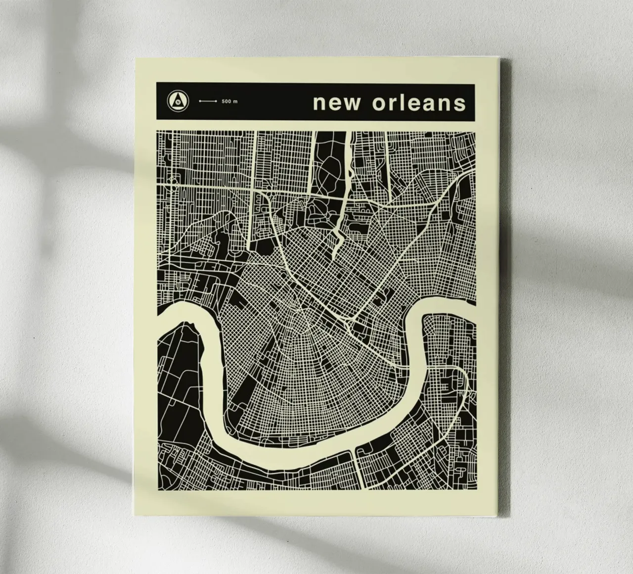 New Orleans Map tela con Cornice a cassetta da Jazzberry Blue
