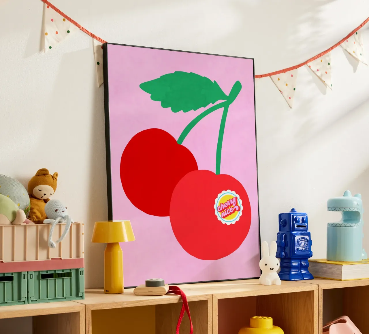 Coppia di ciliegie grandi con etichetta punzonata "Cherry Nice". alluminio dibond da Dominique Vari