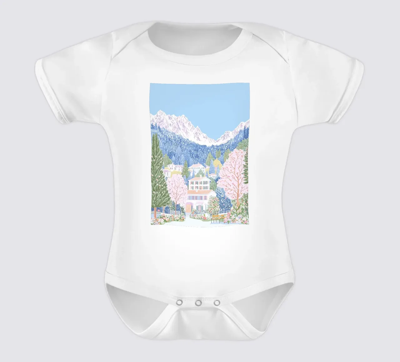 Chamonix Frankrijk, Reisposter, Chamonix-Mont-Blanc babyrompertje korte mouwen van Gaia