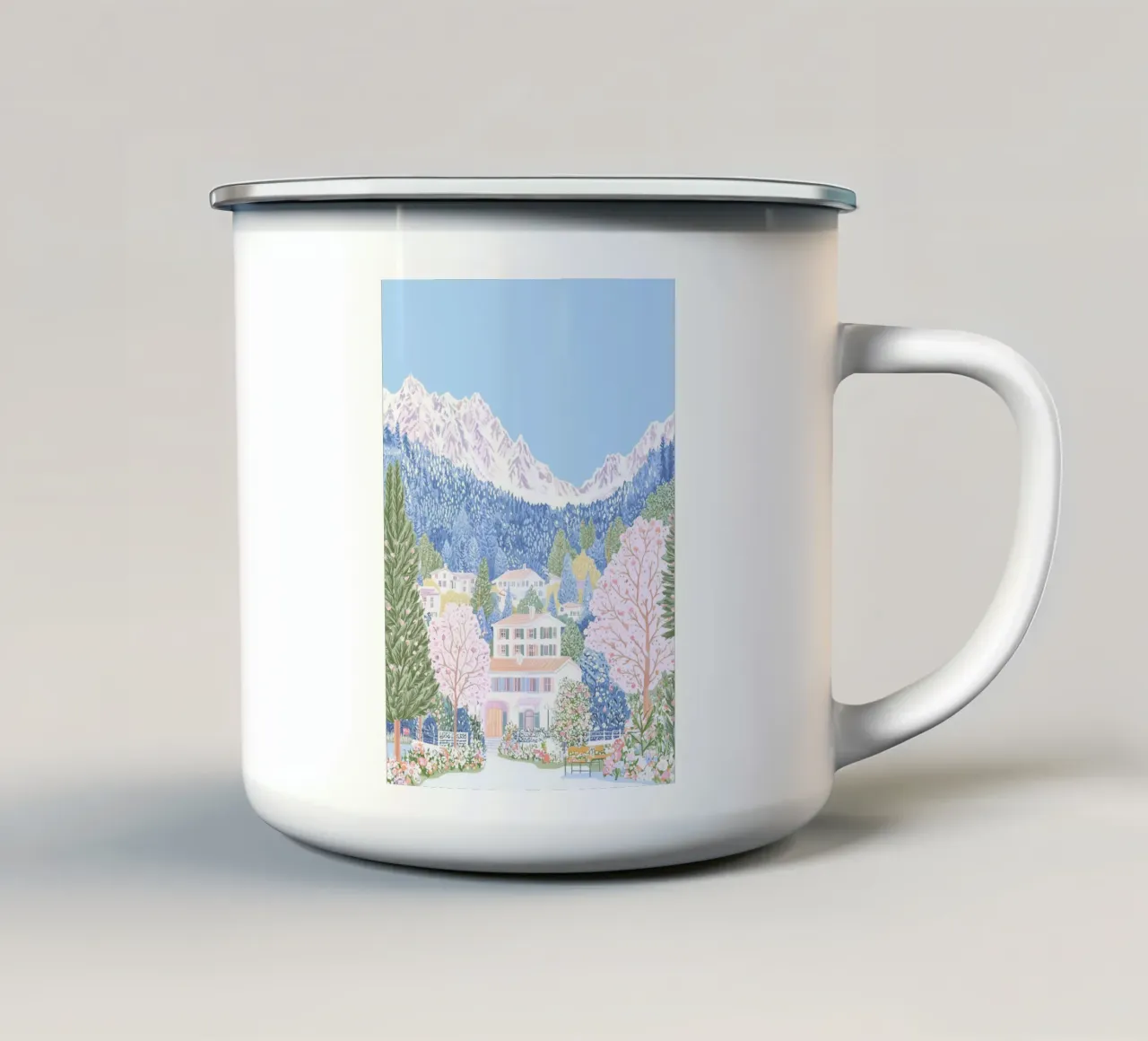Chamonix Francia, Poster di viaggio, Chamonix-Mont-Blanc tazza in smalto da Gaia