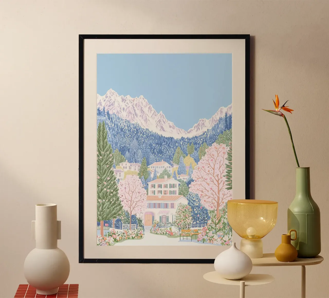 Chamonix Francia, Poster di viaggio, Chamonix-Mont-Blanc poster con telaio in plastica da Gaia