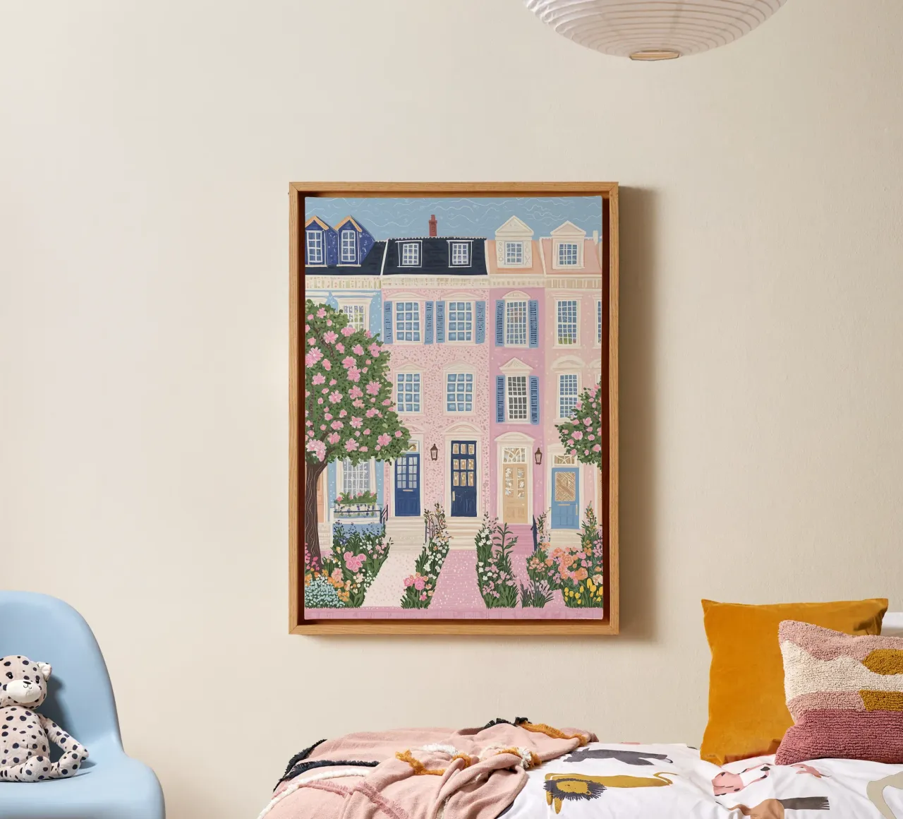 Pastel Hippe Muurkunst, Reisposter, Parijs Print canvas met Baklijst van Gaia