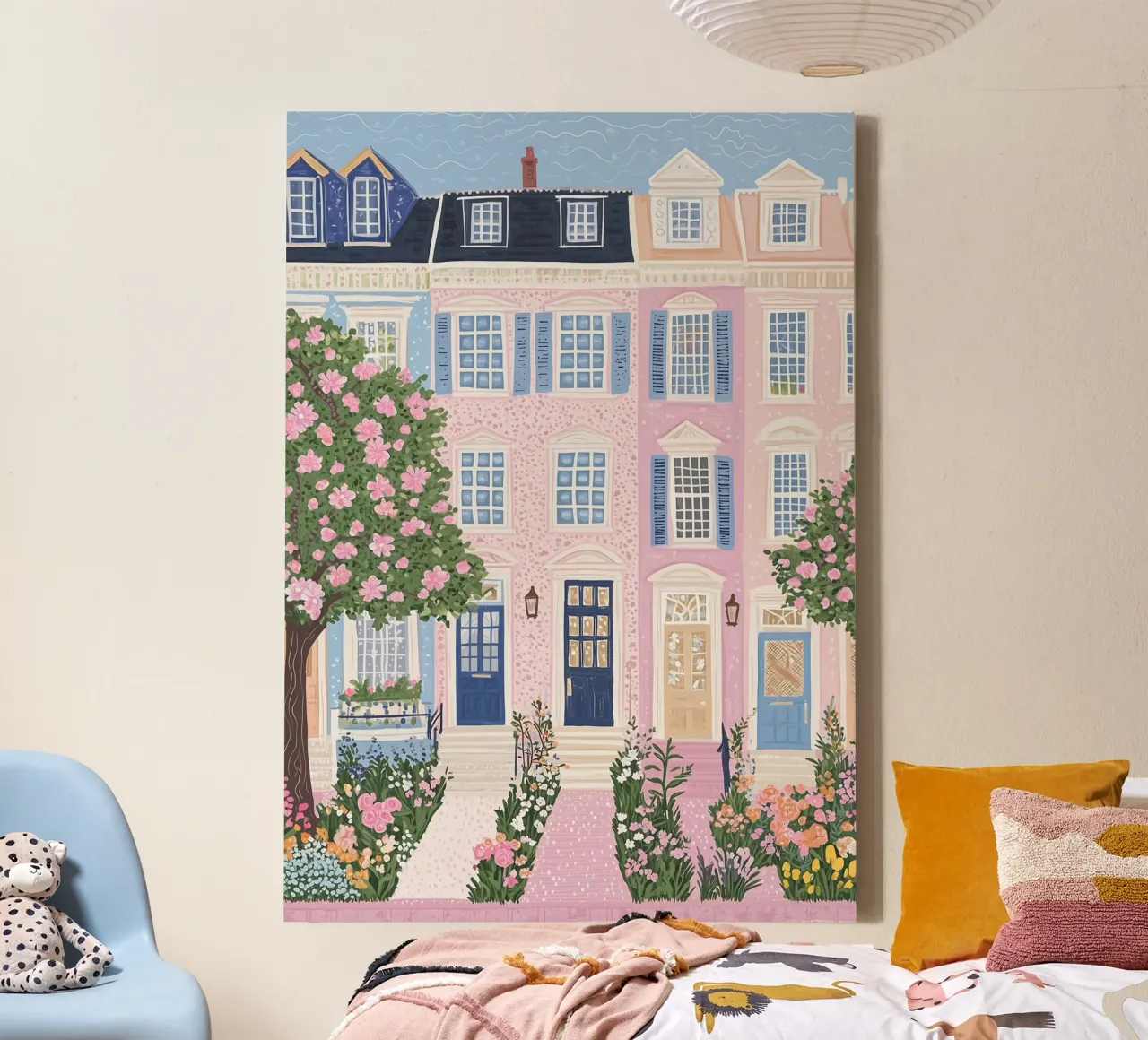 Pastel Hippe Muurkunst, Reisposter, Parijs Print canvas met Baklijst van Gaia