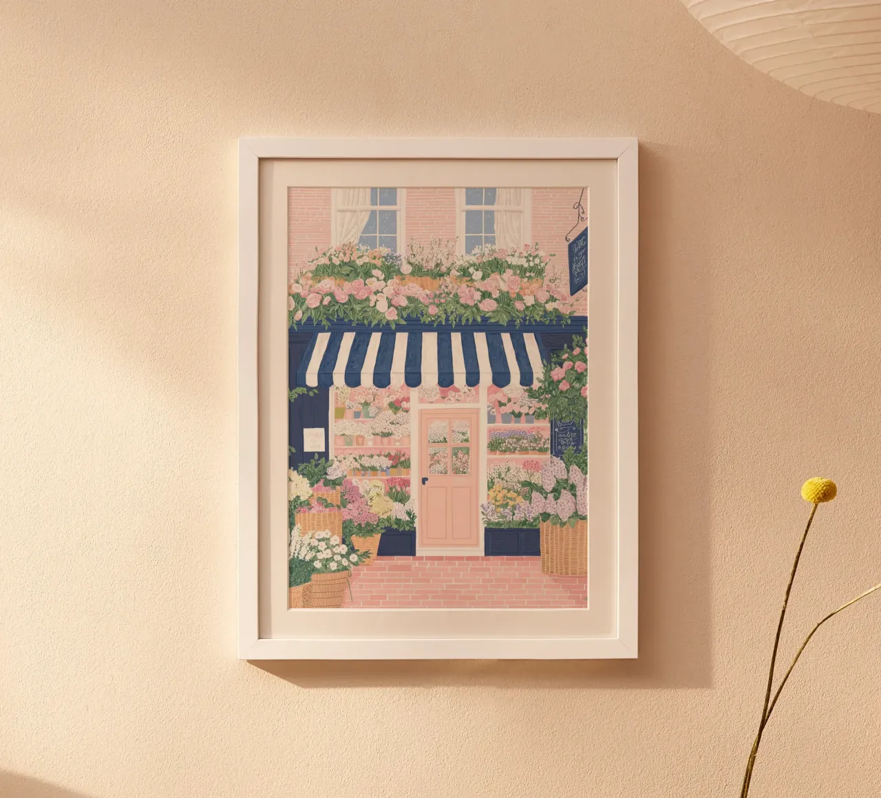 Parijs Poster, Parijs Bloemenprint, Café in Frankrijk, Pastelkunst poster van Gaia