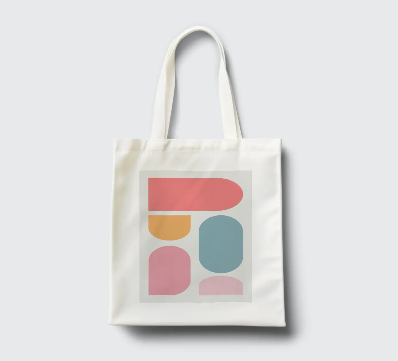 Geometrischer pastellfarbener Block Jutebeutel von Little Dean