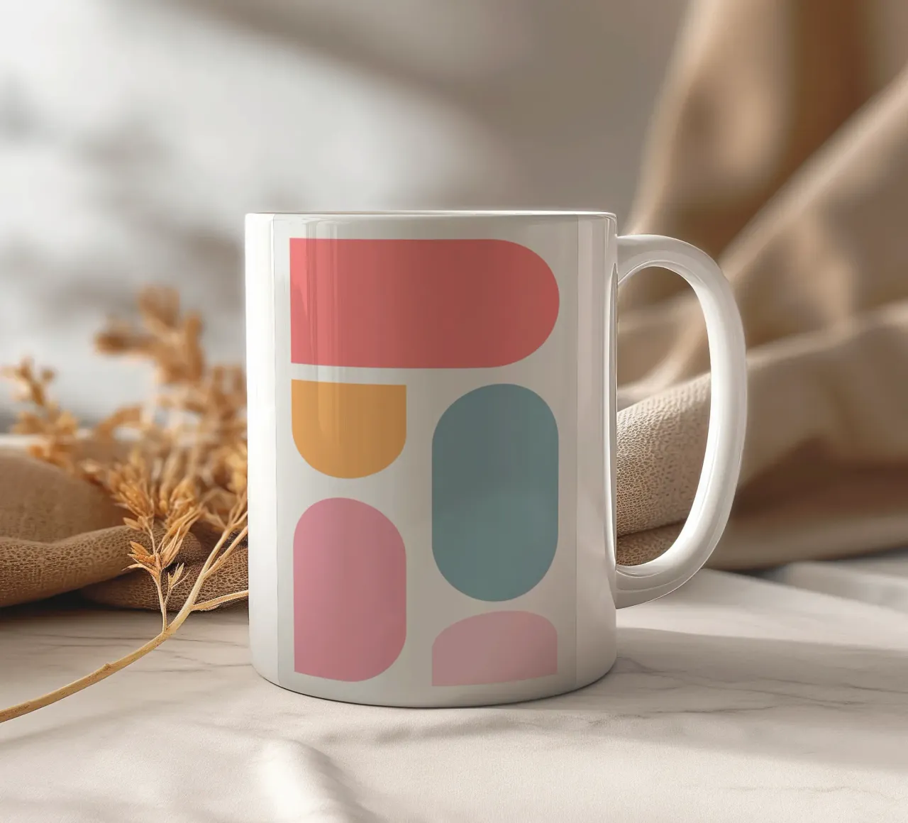 Geometric pastel color block ceramic mug by Little Dean
