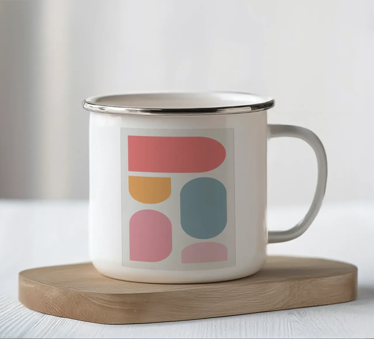 Blocco geometrico di colori pastello tazza in smalto da Little Dean