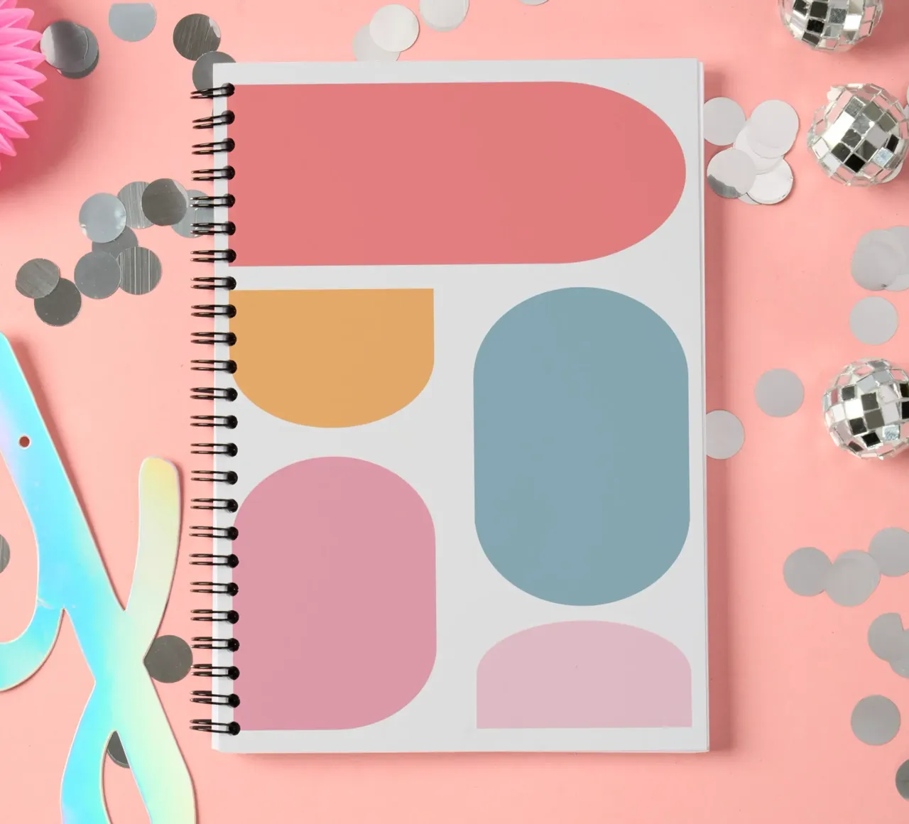 Geometric pastel color block spiral notebook by Little Dean