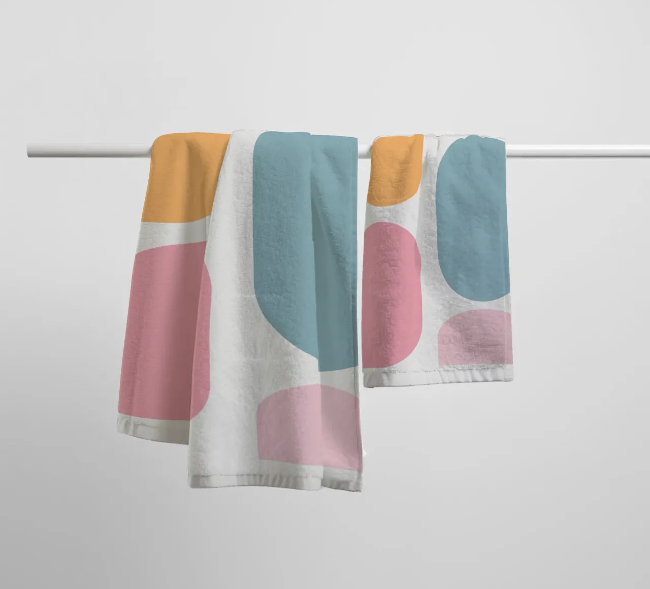 Geometric pastel color block towel by Little Dean