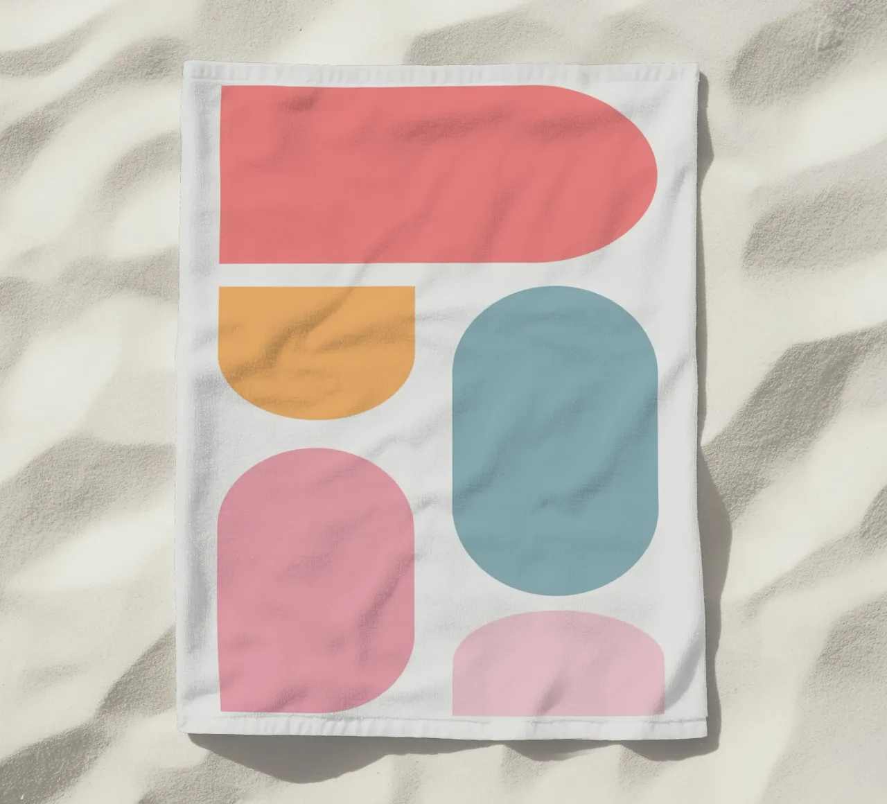 Geometric pastel color block beach towel by Little Dean