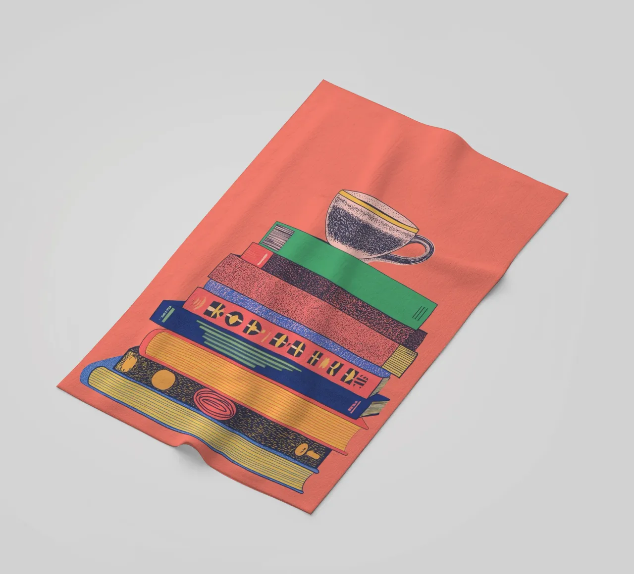 ☕ Cozy Home Library Art – Coffee & Books Aesthetic Print 📚 beach towel by Kaji