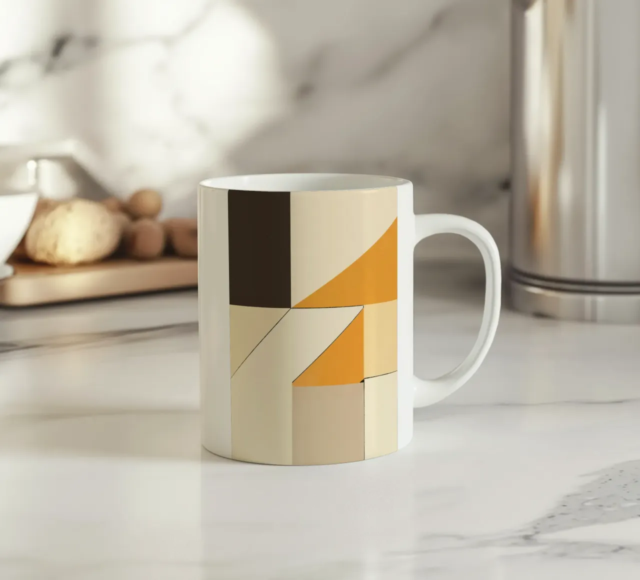 Composizione geometrica gialla e nera tazza in ceramica da Little Dean