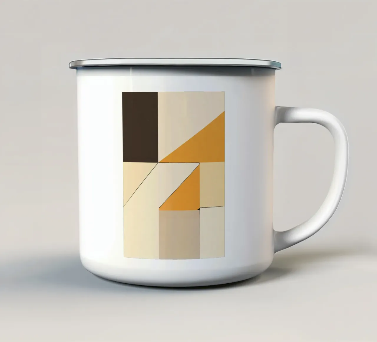 Composizione geometrica gialla e nera tazza in smalto da Little Dean