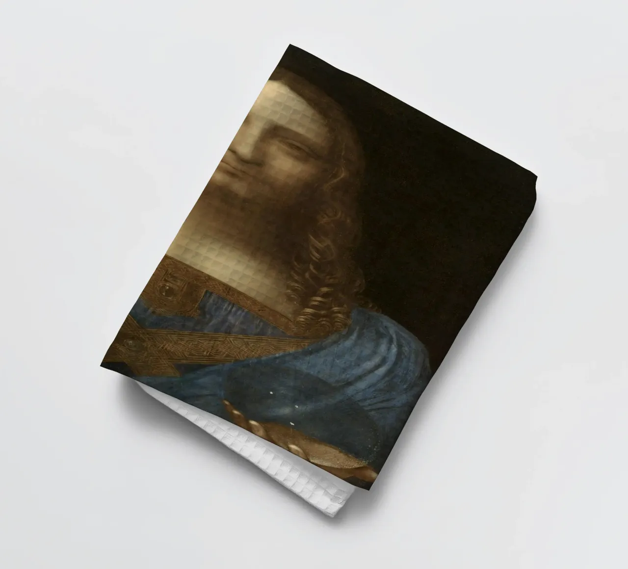 Leonardo da Vinci - Salvator Mundi tea towel by Timeless Artworks