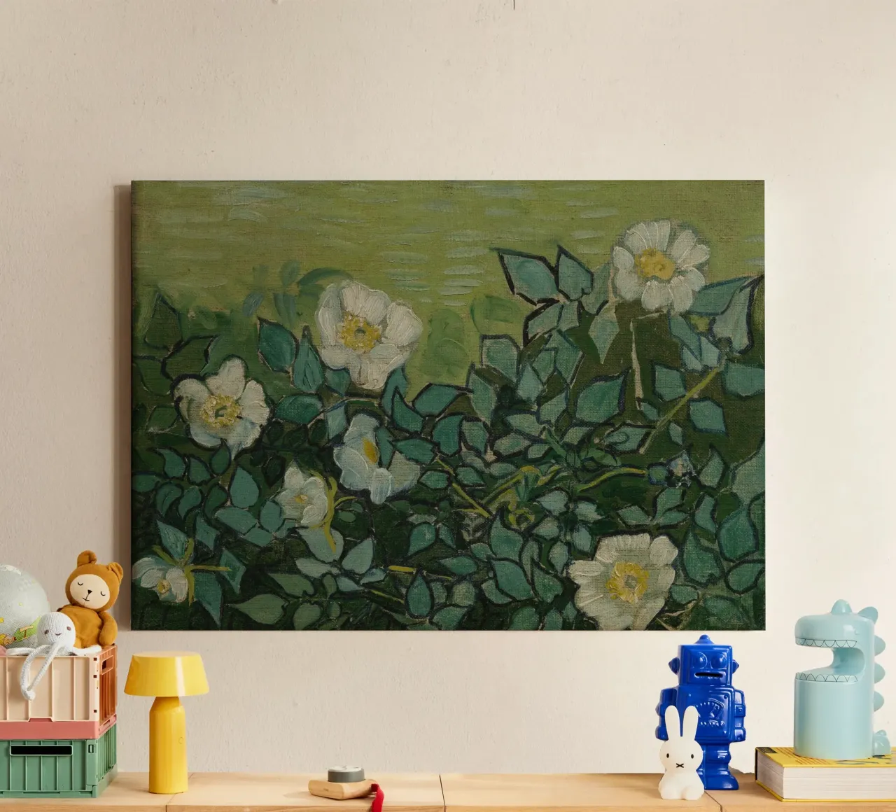 Vincent Van Gogh - Rose selvatiche tela con Cornice a cassetta da Timeless Artworks
