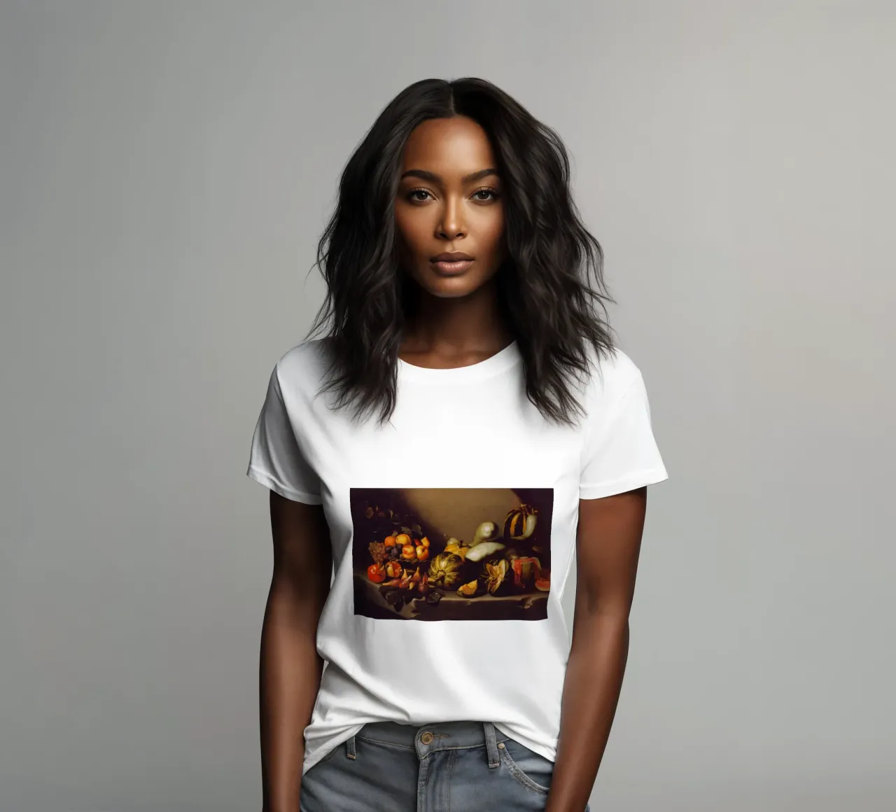 Caravaggio - Still Life with Fruit women's fitted t-shirt by Timeless Artworks