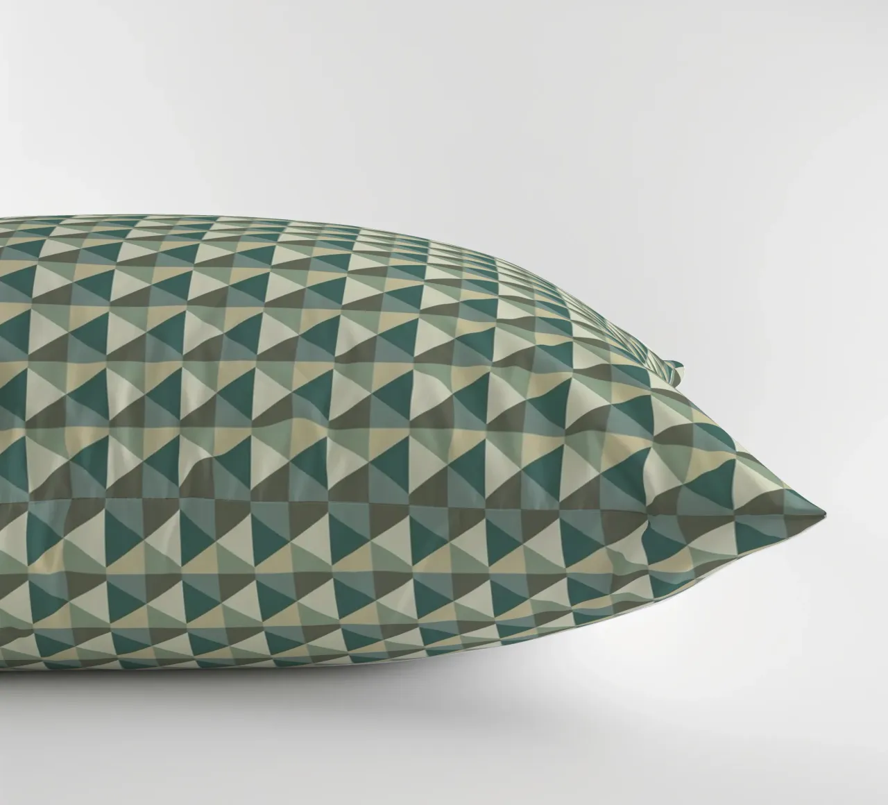 Green geometric pyramid pattern var 2 decorative cushion by Little Dean