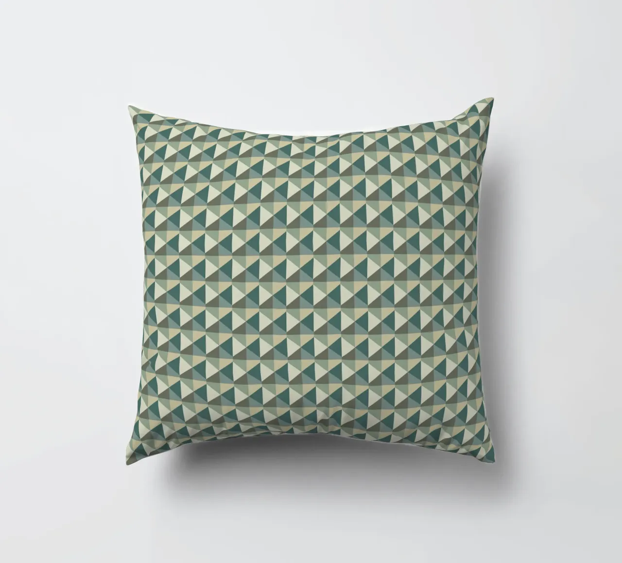 Green geometric pyramid pattern var 2 decorative cushion by Little Dean