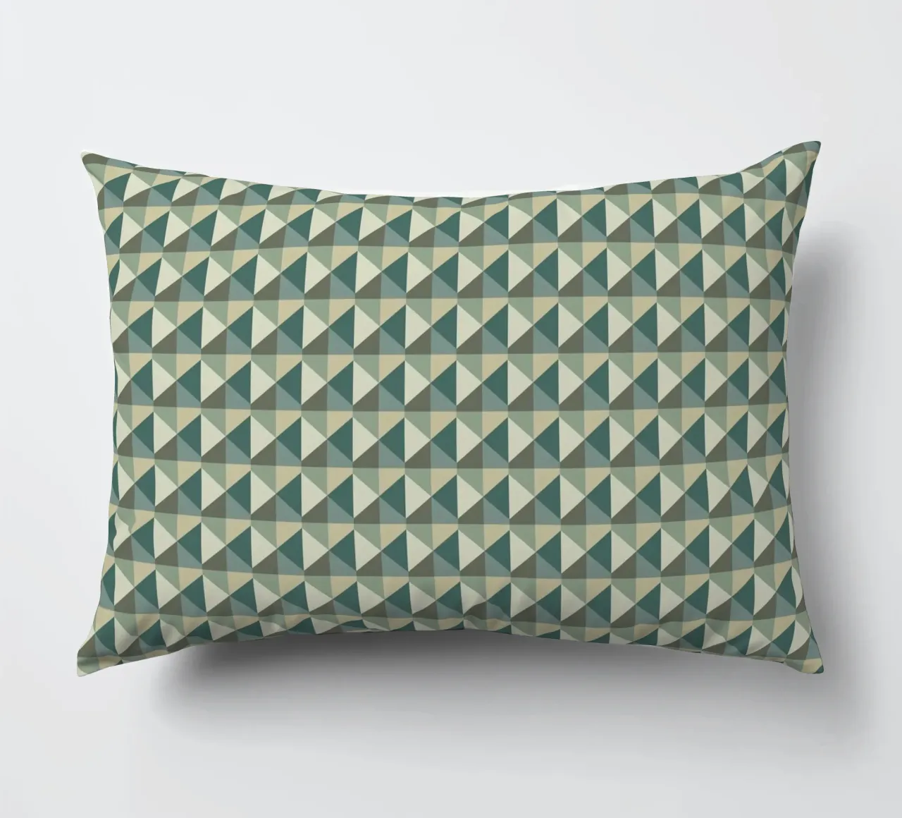 Green geometric pyramid pattern var 2 decorative cushion by Little Dean