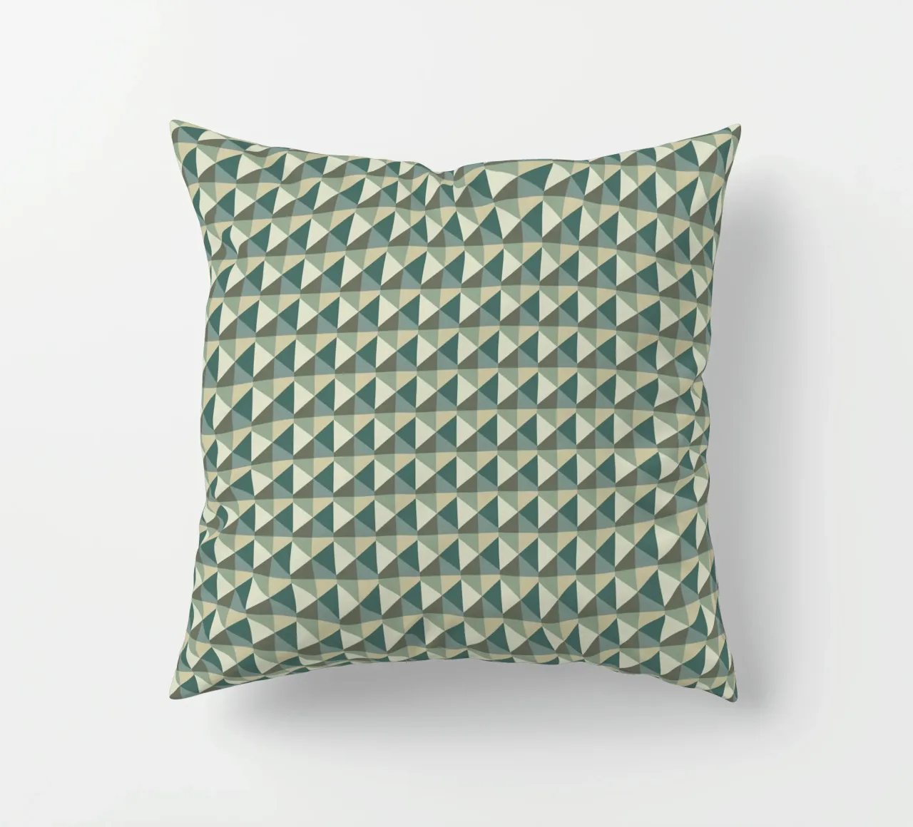 Green geometric pyramid pattern var 2 decorative cushion by Little Dean